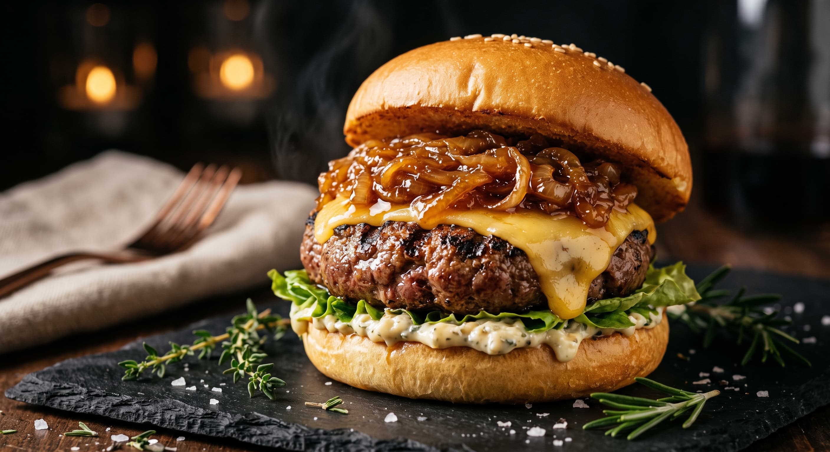 Burger Bœuf Oignons Caramélisés