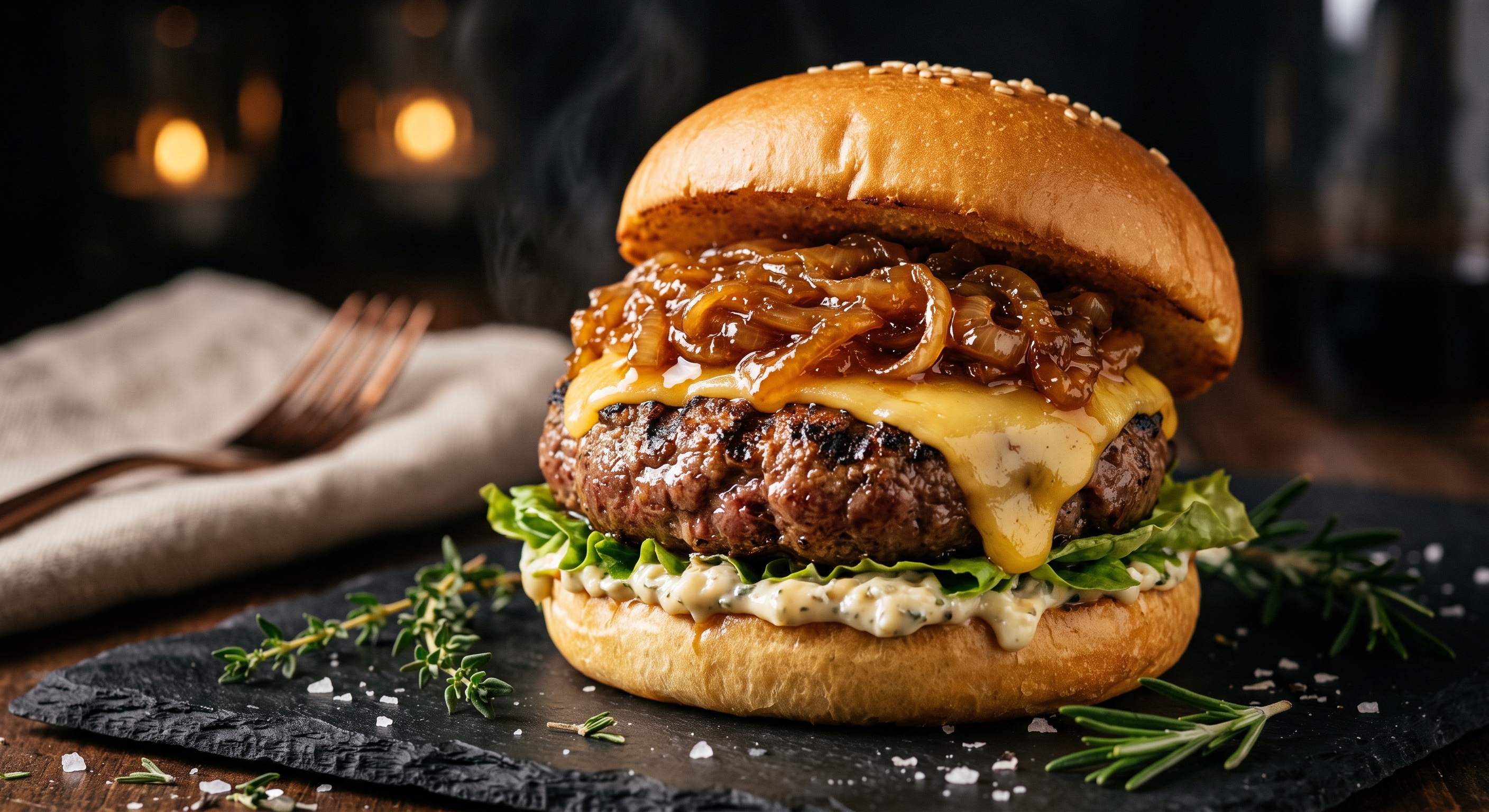 Burger Bœuf aux Oignons Caramélisés