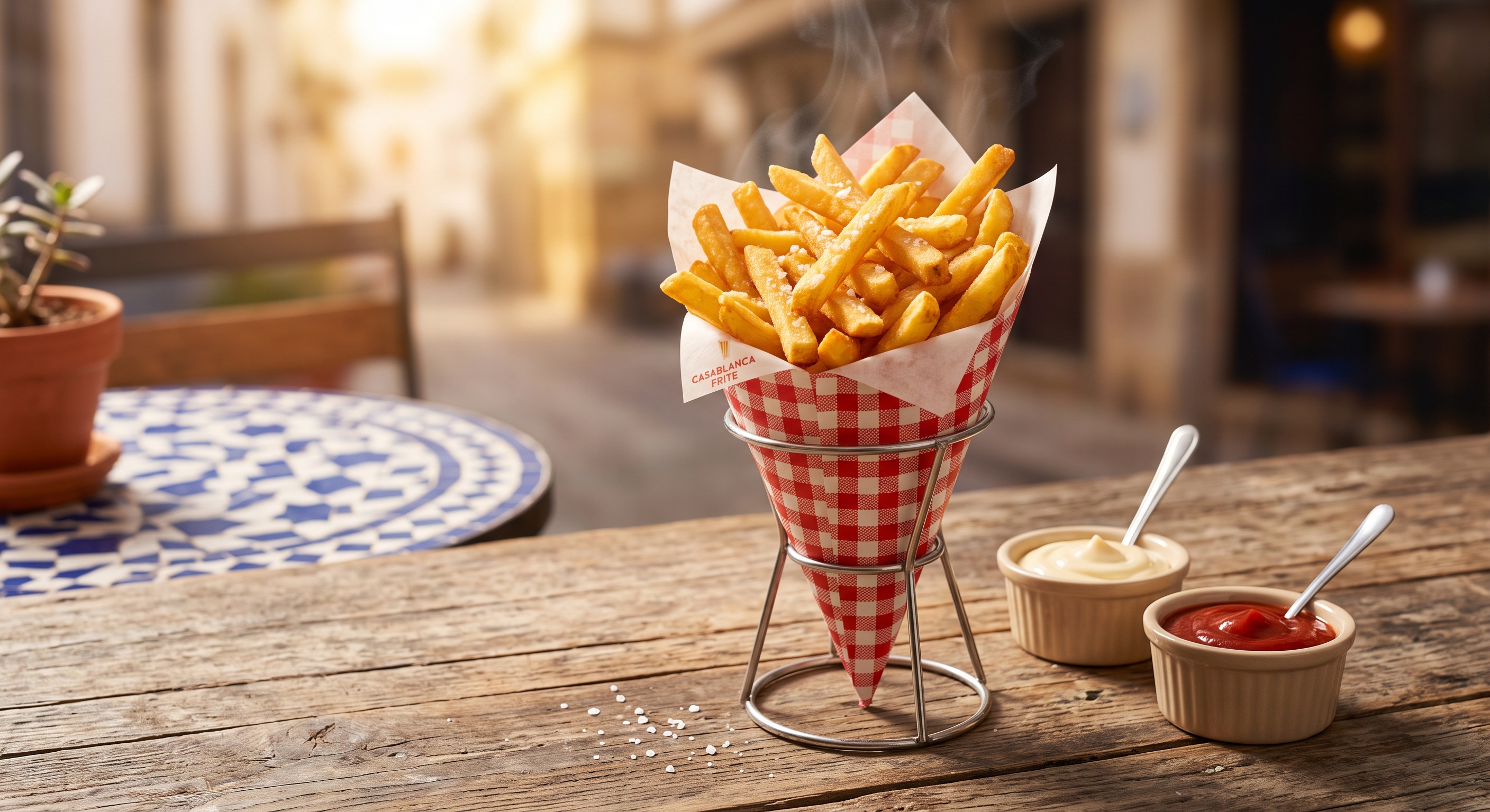Frites Dorées Classiques avec Sauce