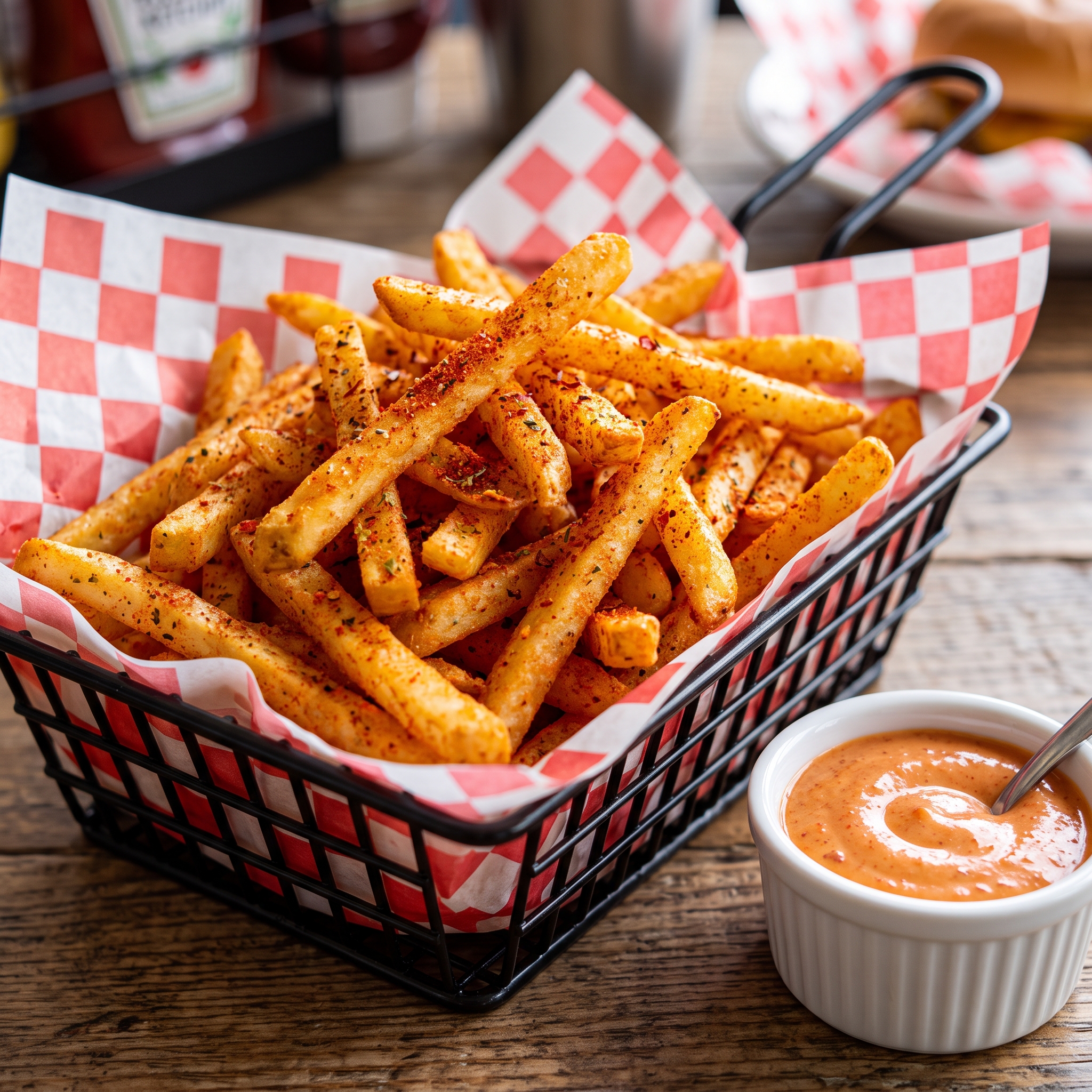 Frites Épicées Maison avec Sauce